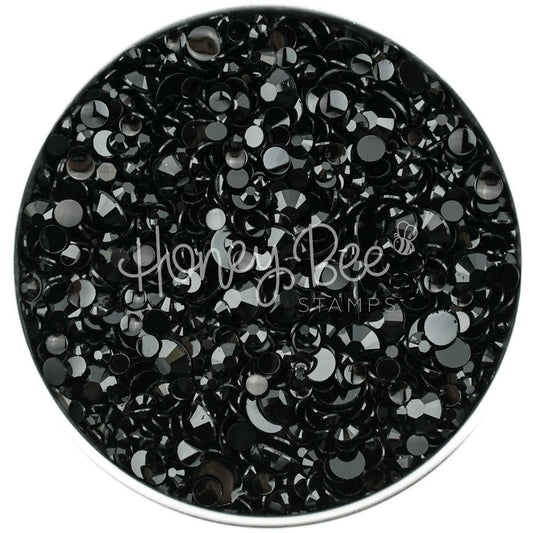 Obsidian - Black Flat Back Rhinestone Mix 2mm to 6mm size - Honey Bee Stamps