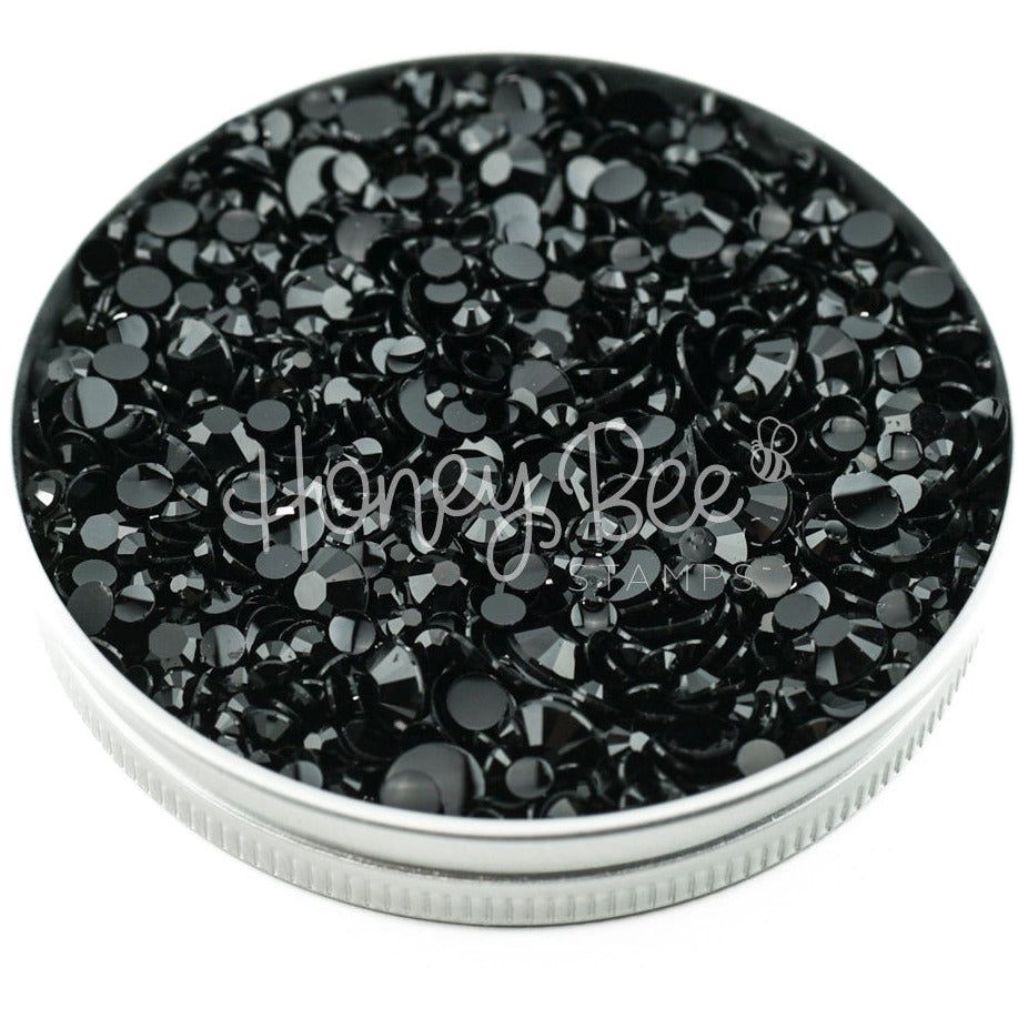 Obsidian - Black Flat Back Rhinestone Mix 2mm to 6mm size - Honey Bee Stamps