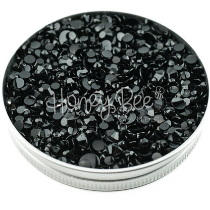 Obsidian - Black Flat Back Rhinestone Mix 2mm to 6mm size - Honey Bee Stamps
