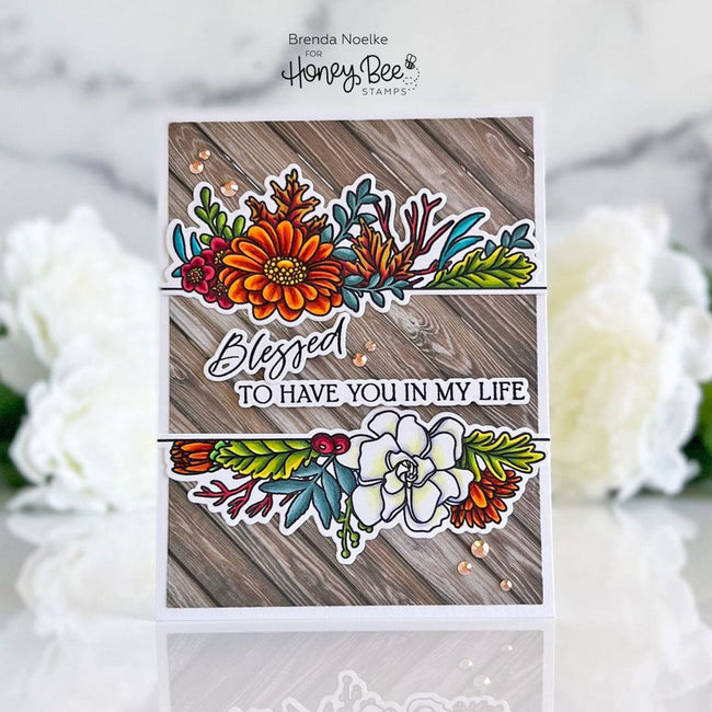 On The Line: Fall Florals - 5x6 Stamp Set - Retiring - Honey Bee Stamps