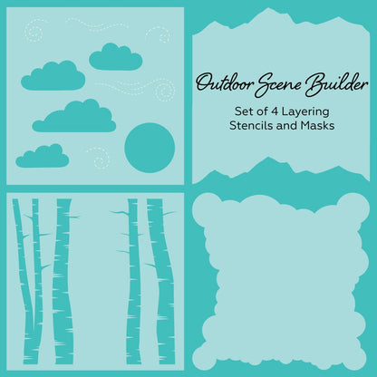 Outdoor Scene Builder - Set of 4 Background Stencils - Honey Bee Stamps