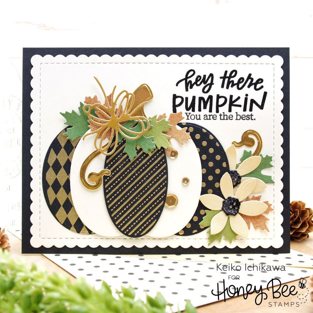 Patchwork Pumpkin - 6x8 Photopolymer Stamp Set - Honey Bee Stamps