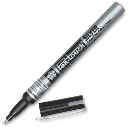 Pen - Touch Paint Marker - Permanent Opaque Silver .7mm Extra Fine Tip Paint Pen - Honey Bee Stamps
