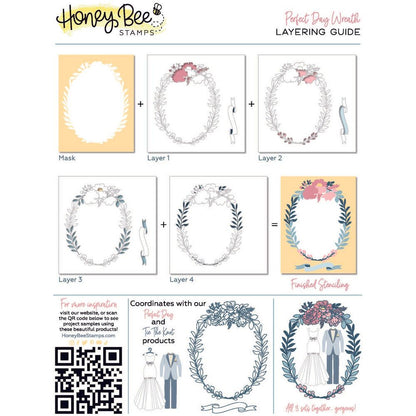 Perfect Day Wreath - Set of 5 - 6"x6" Coordinating Stencils and Mask - Retiring - Honey Bee Stamps