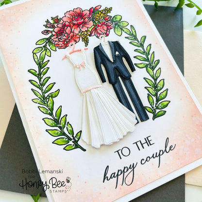 Perfect Day Wreath - Set of 5 - 6"x6" Coordinating Stencils and Mask - Retiring - Honey Bee Stamps