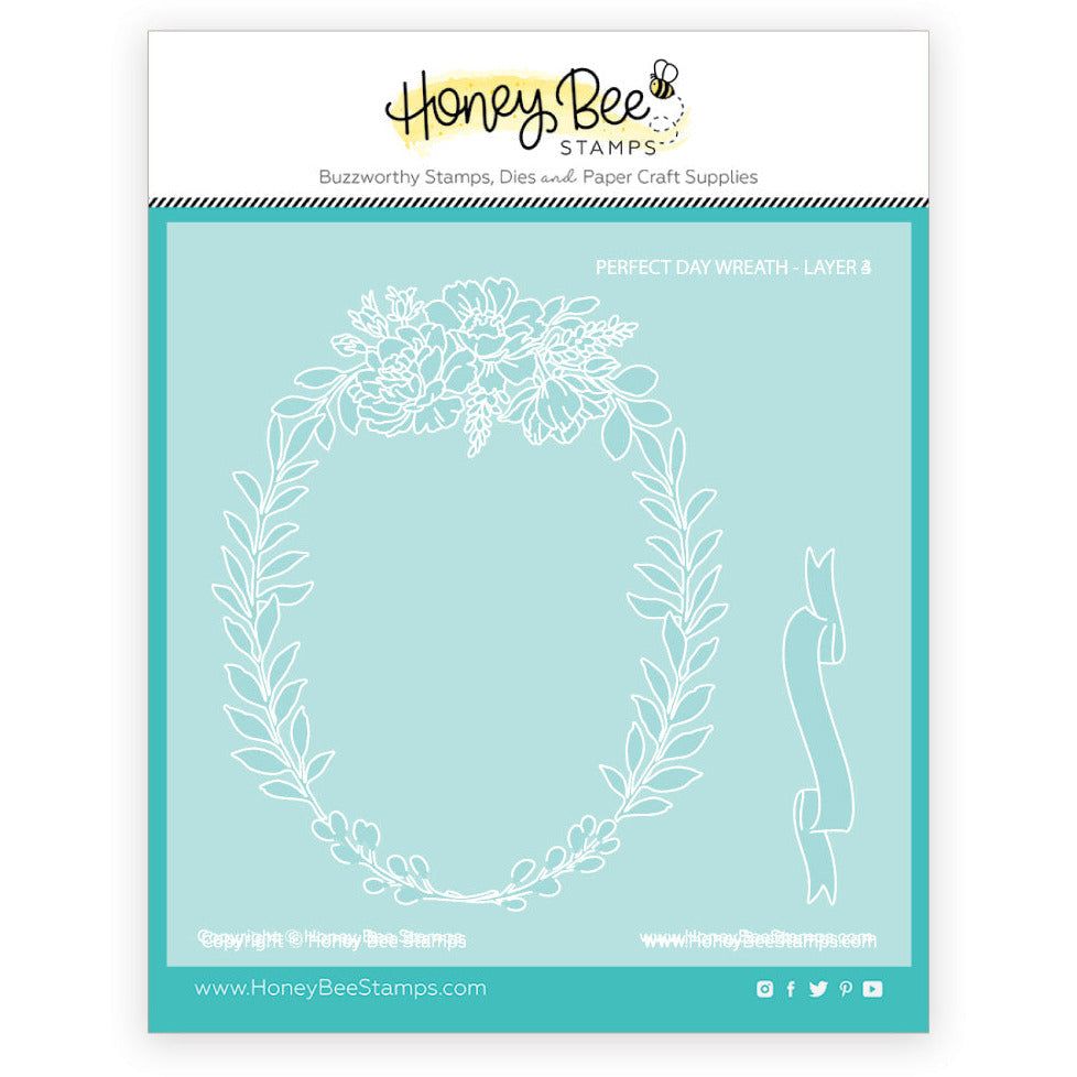 Perfect Day Wreath - Set of 5 - 6"x6" Coordinating Stencils and Mask - Retiring - Honey Bee Stamps