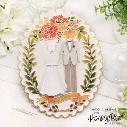 Perfect Day Wreath - Set of 5 - 6"x6" Coordinating Stencils and Mask - Retiring - Honey Bee Stamps