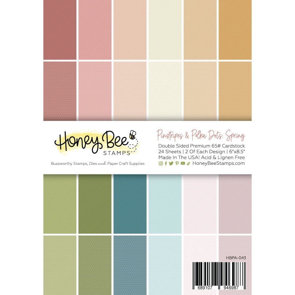 Pinstripes & Polka Dots: Spring Paper Pad 6x8.5 - 24 Double - Sided Sheets - Honey Bee Stamps