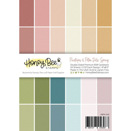 Pinstripes & Polka Dots: Spring Paper Pad 6x8.5 - 24 Double - Sided Sheets - Honey Bee Stamps