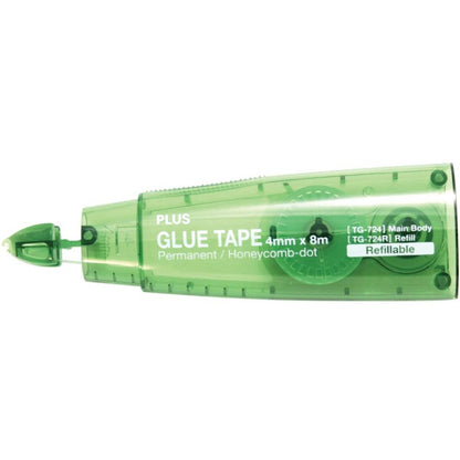 Plus Small Glue Tape Dispenser 3/16"x26' Green Refillable, Dot Pattern, Acid Free, TG - 724 - Honey Bee Stamps
