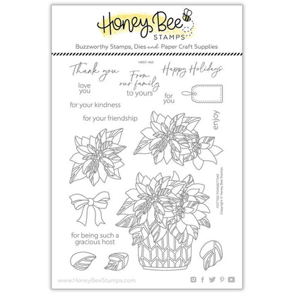 Potted Poinsettias - 6x8 Photopolymer Stamp Set - Retiring - Honey Bee Stamps