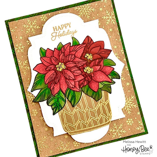 Potted Poinsettias - 6x8 Stamp Set - Honey Bee Stamps