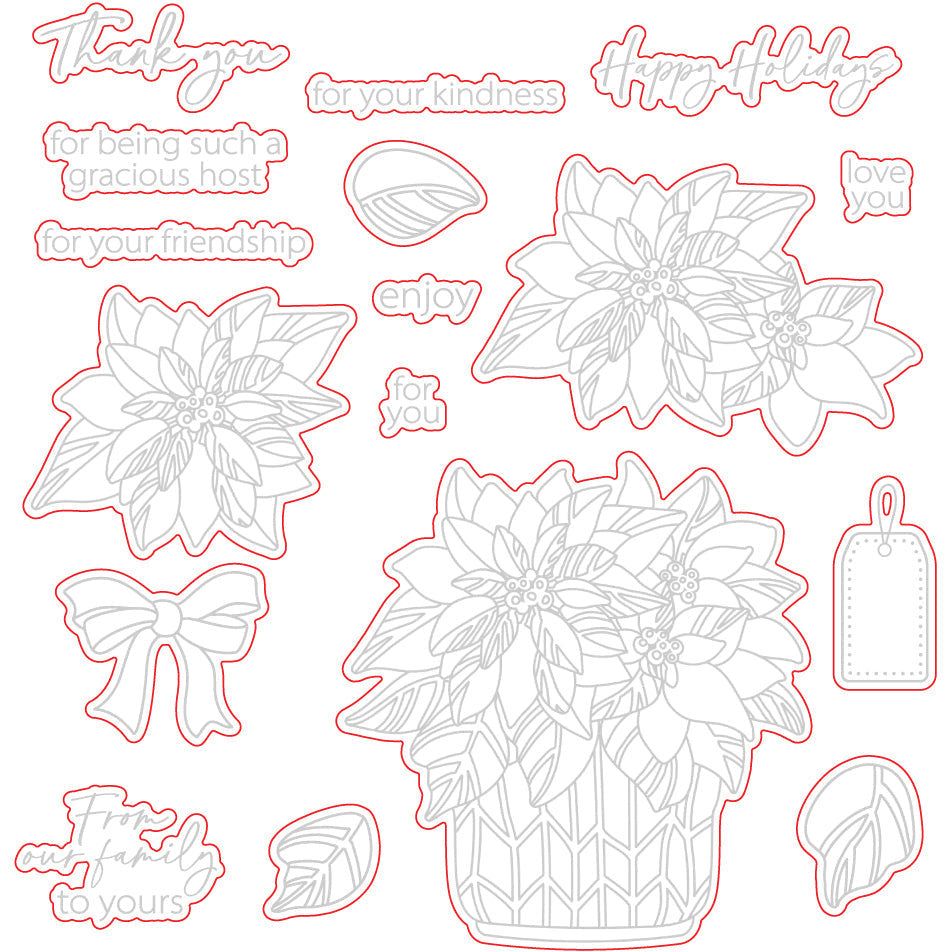 Potted Poinsettias - Honey Cut - Coordinating Dies - Retiring - Honey Bee Stamps