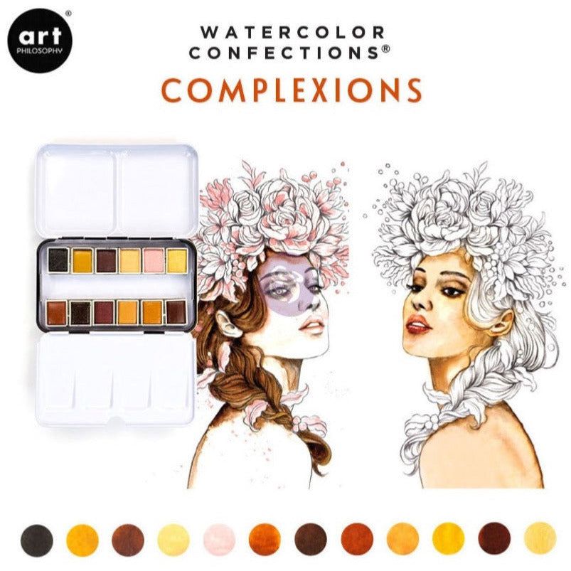 Prima Watercolor Confections - Complexion 12 Pan Set Skin Tones - Honey Bee Stamps