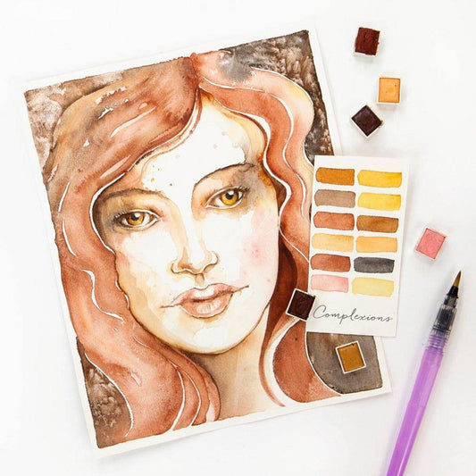 Prima Watercolor Confections - Complexion 12 Pan Set Skin Tones - Honey Bee Stamps