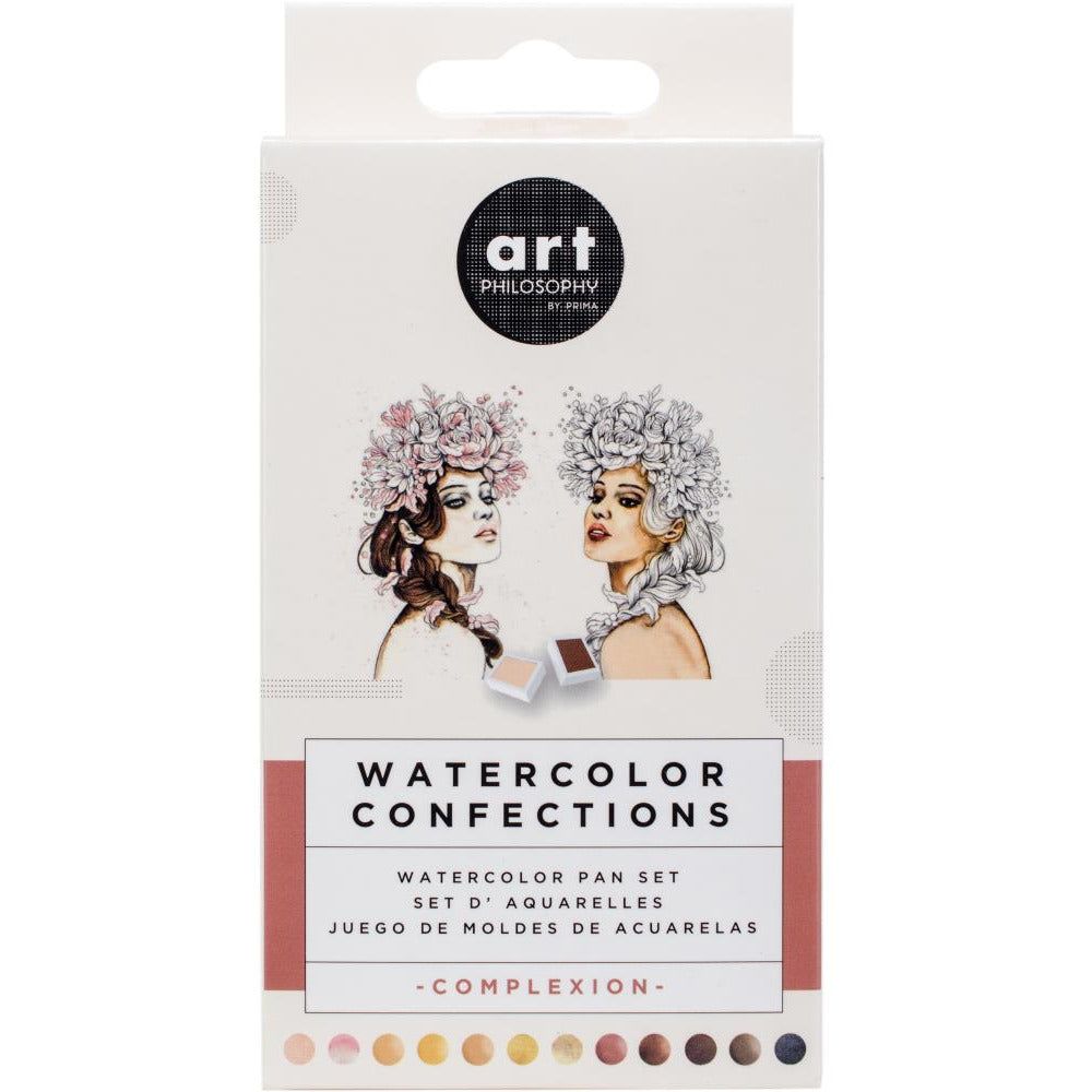 Prima Watercolor Confections - Complexion 12 Pan Set Skin Tones - Honey Bee Stamps