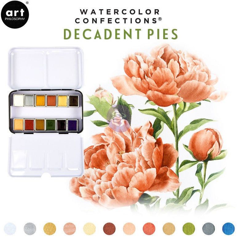 Prima Watercolor Confections - Decadent Pies 12 Pan Set - Honey Bee Stamps