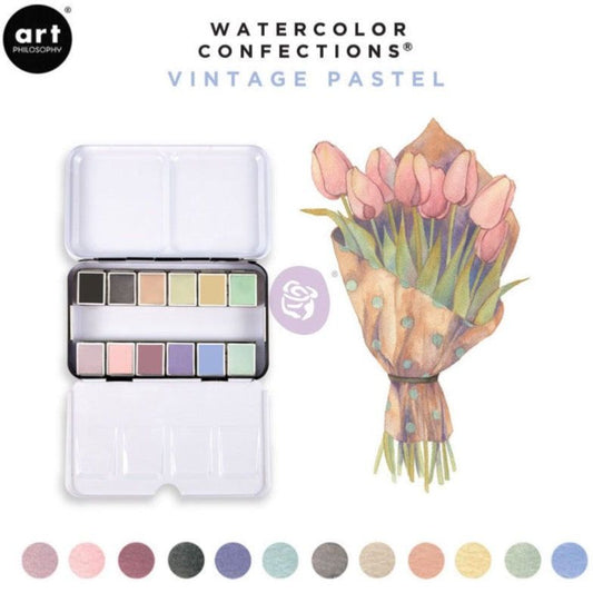 Prima Watercolor Confections - Vintage Pastels 12/Pkg - Honey Bee Stamps