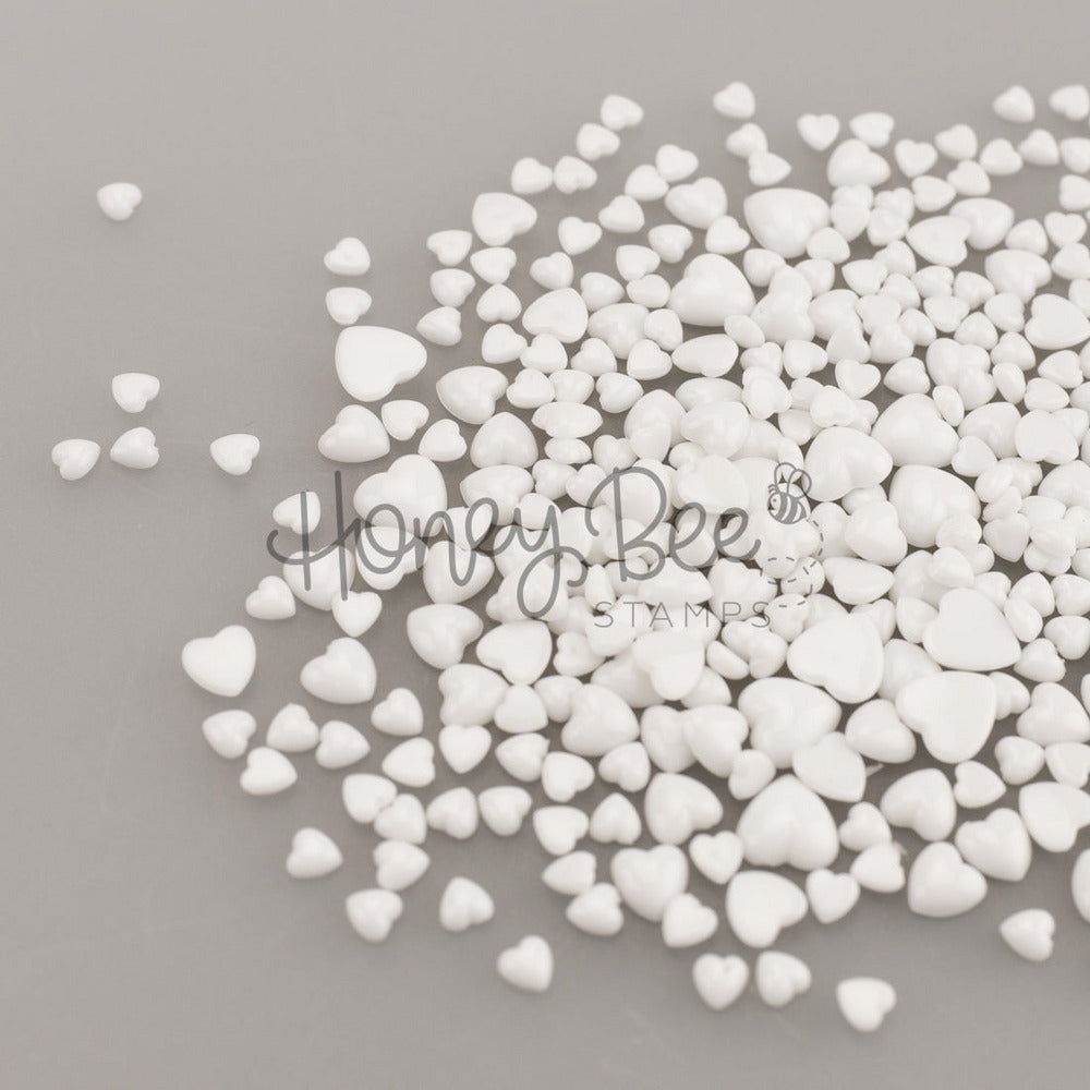 Pure - White Acrylic Hearts Mix - Honey Bee Stamps