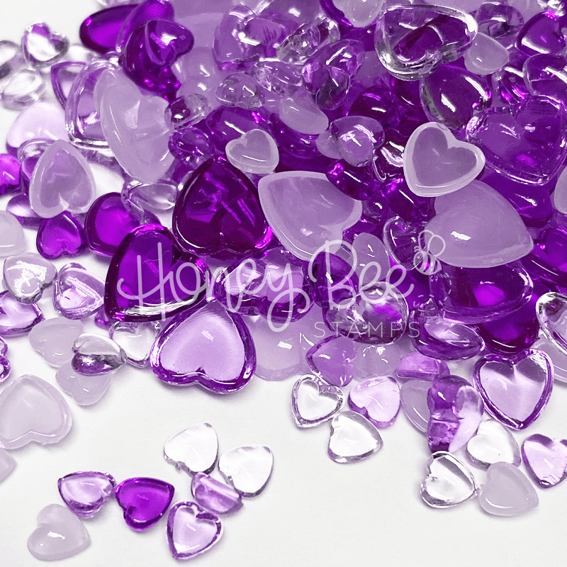 Purple Rain - Purple Acrylic Hearts Mix - Honey Bee Stamps