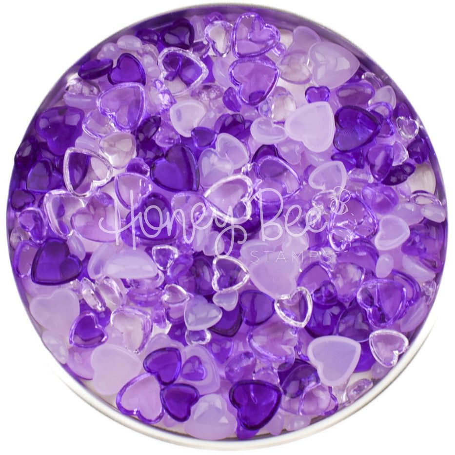 Purple Rain - Purple Acrylic Hearts Mix - Honey Bee Stamps