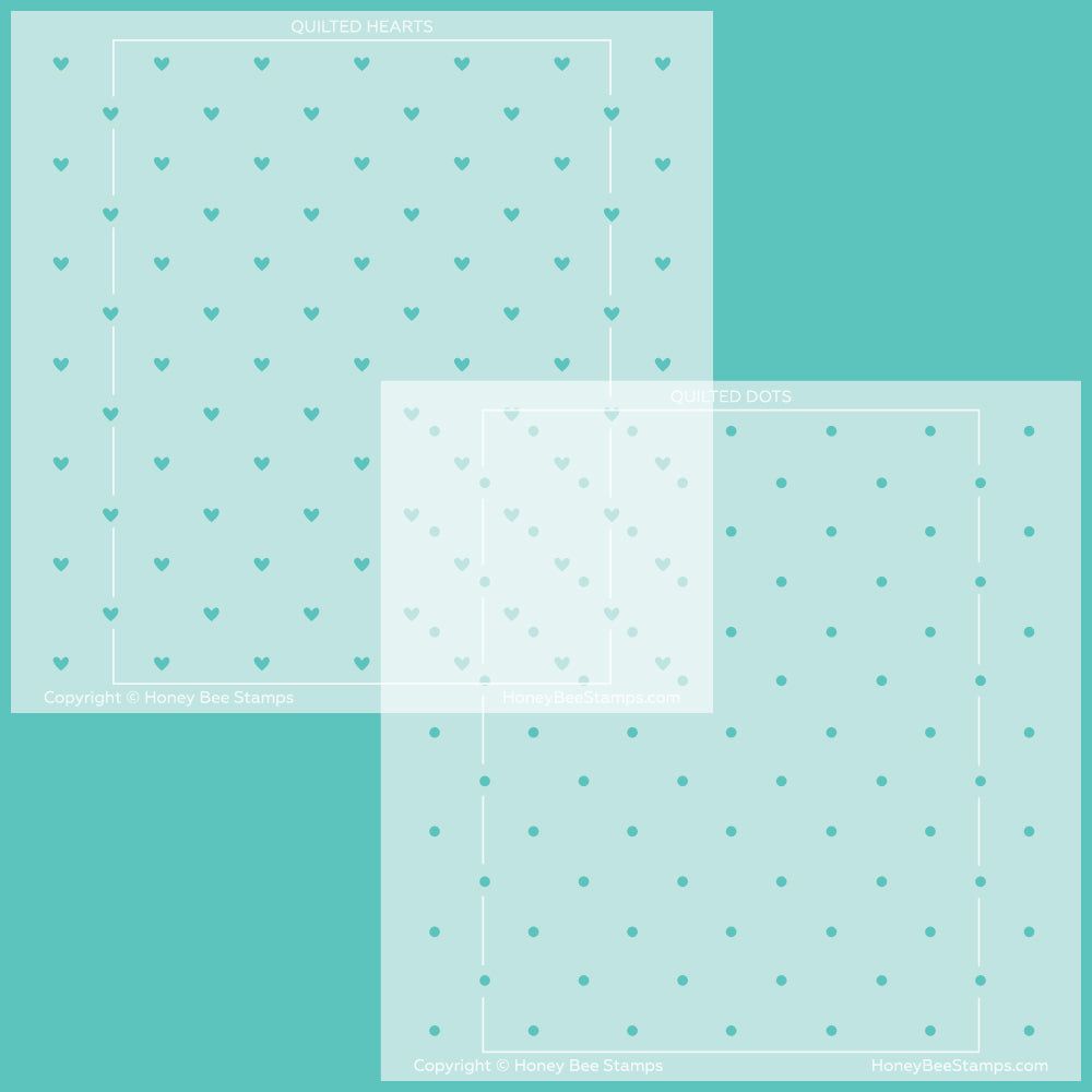 Quilted Hearts & Dots - Set of 2 6"x6" Stencils - Retiring - Honey Bee Stamps