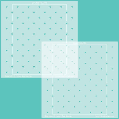 Quilted Hearts & Dots - Set of 2 6"x6" Stencils - Retiring - Honey Bee Stamps