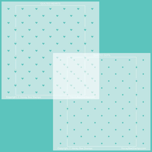 Quilted Hearts & Dots - Set of 2 6"x6" Stencils - Retiring - Honey Bee Stamps