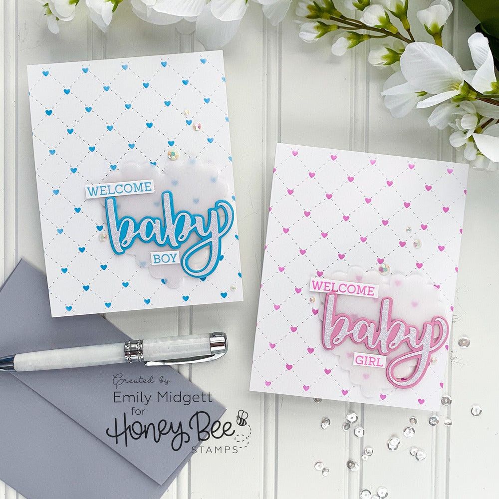 Quilted Hearts & Dots - Set of 2 6"x6" Stencils - Retiring - Honey Bee Stamps