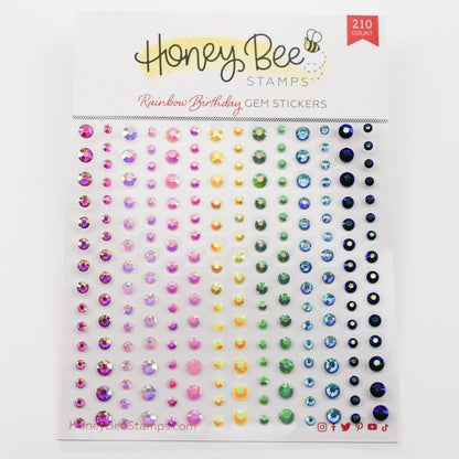 Rainbow Birthday Gem Stickers - 210 Count - Honey Bee Stamps