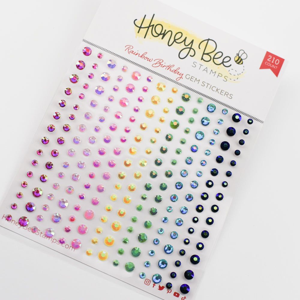 Rainbow Birthday Gem Stickers - 210 Count - Honey Bee Stamps