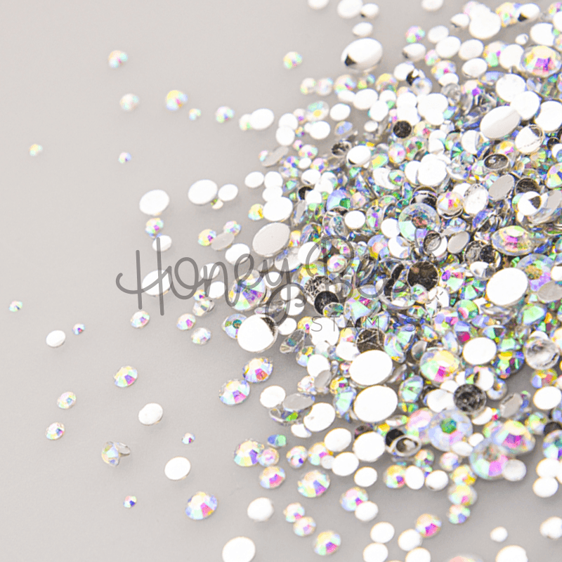 Rainbow - Rhinestone Mix - Flatback Crystal Gems - Honey Bee Stamps