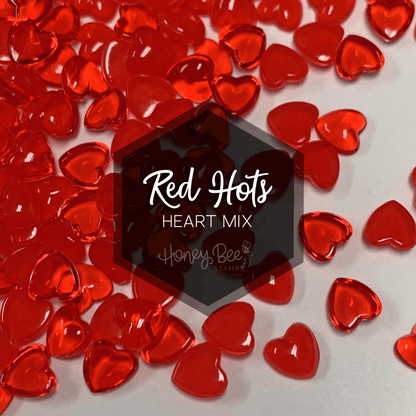 Red Hots - Acrylic Hearts Embellishment Mix - Honey Bee Stamps