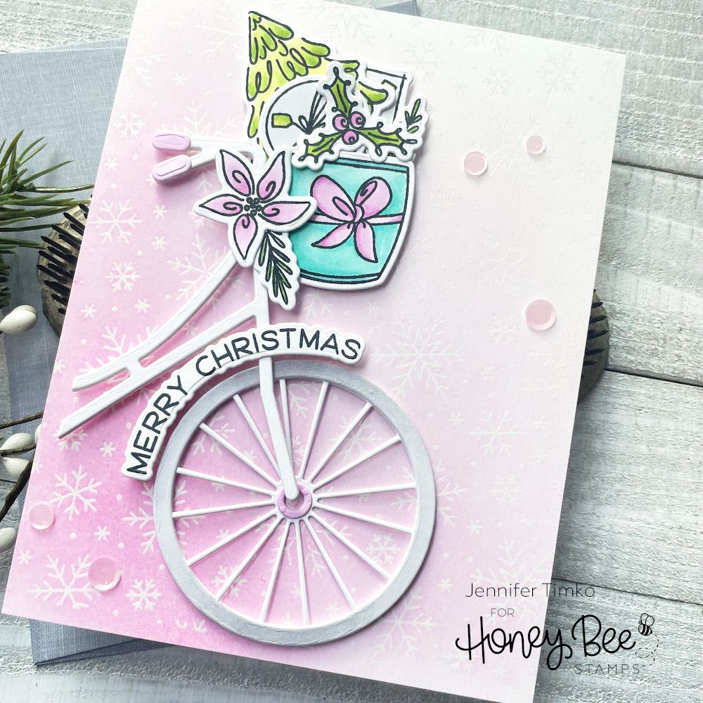 Riding By… Holiday Style - 6x8 Photopolymer Stamp Set - Retiring - Honey Bee Stamps