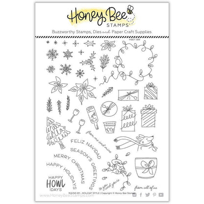 Riding By… Holiday Style - 6x8 Photopolymer Stamp Set - Retiring - Honey Bee Stamps