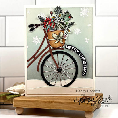 Riding By… Holiday Style - 6x8 Photopolymer Stamp Set - Retiring - Honey Bee Stamps