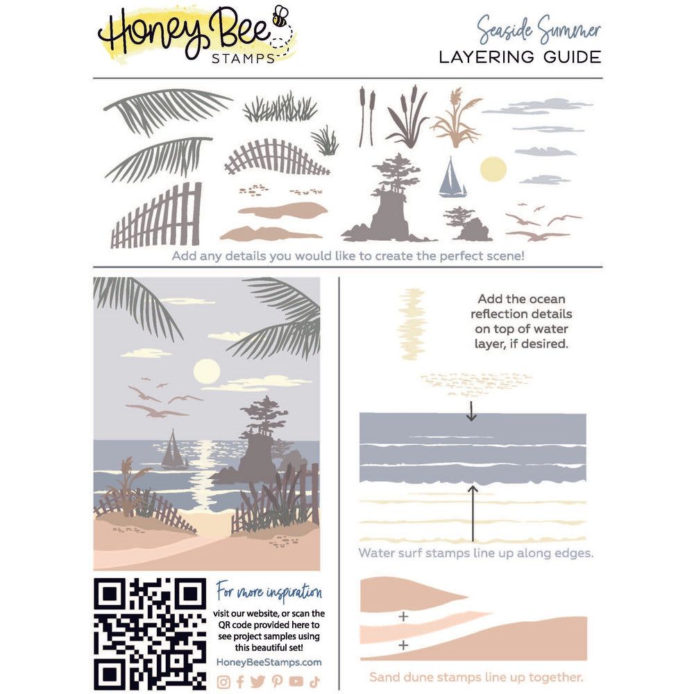Seaside Summer - 6x8 Photopolymer Stamp Set - Honey Bee Stamps