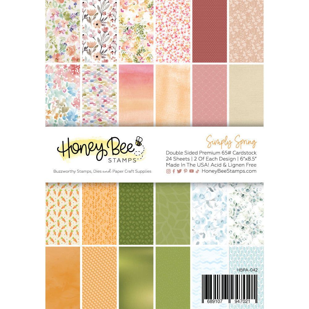 Simply Spring Paper Pad 6x8.5 - 24 Double - Sided Sheets - Honey Bee Stamps