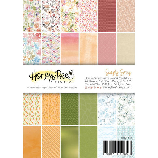Simply Spring Paper Pad 6x8.5 - 24 Double - Sided Sheets - Honey Bee Stamps