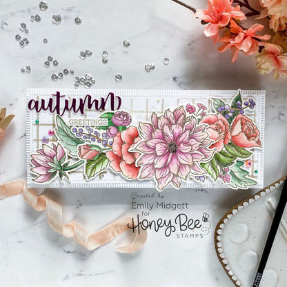 Slimline Sentiments: Blanket Edge Frame - Honey Cuts - Stand - Alone Dies - Retiring - Honey Bee Stamps