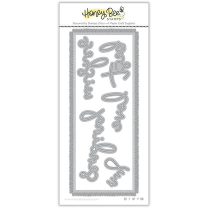 Slimline Sentiments: Blanket Edge Frame - Honey Cuts - Stand - Alone Dies - Retiring - Honey Bee Stamps