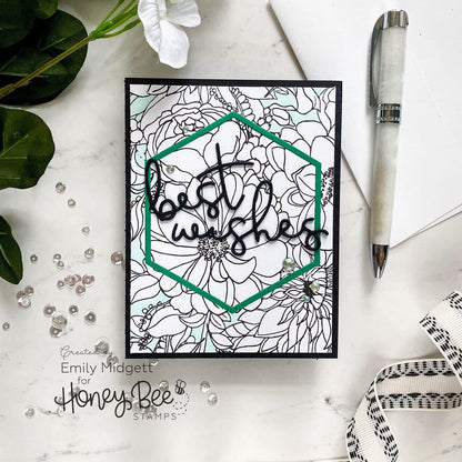 Slimline Sentiments: Blanket Edge Frame - Honey Cuts - Stand - Alone Dies - Retiring - Honey Bee Stamps