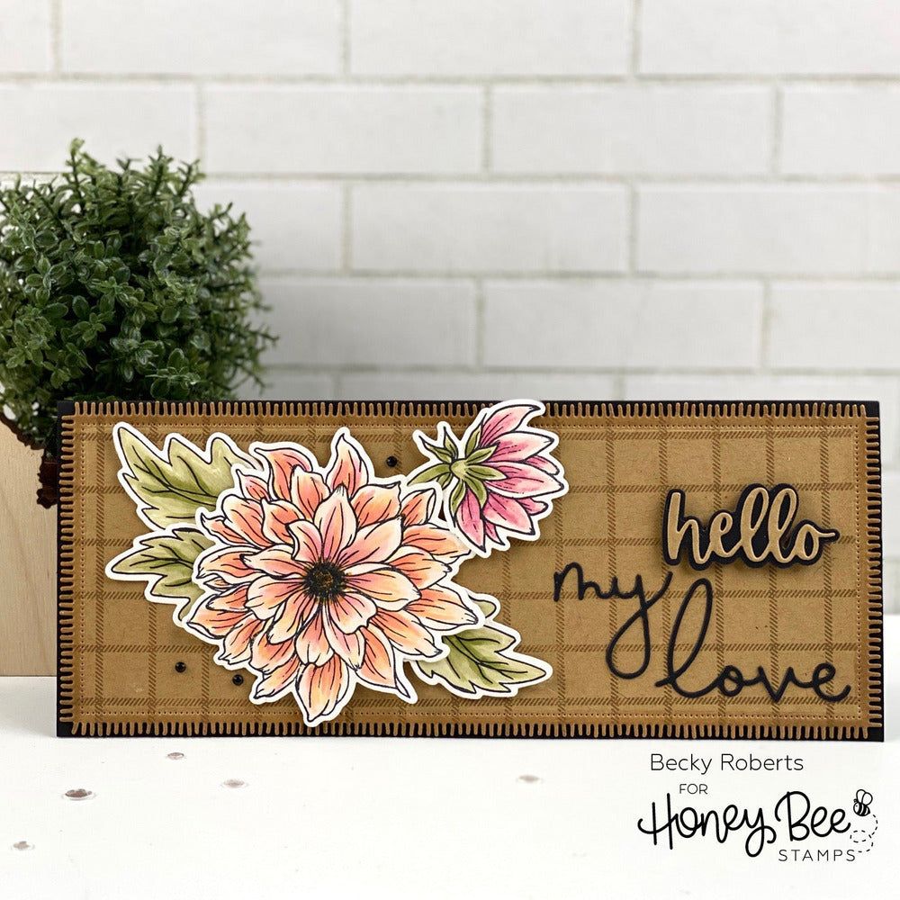 Slimline Sentiments: Blanket Edge Frame - Honey Cuts - Stand - Alone Dies - Retiring - Honey Bee Stamps
