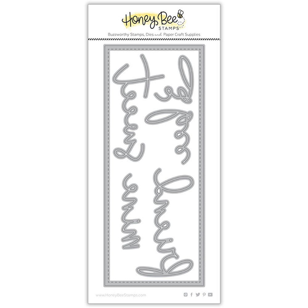 Slimline Sentiments: Stitched - Honey Cuts - Stand - Alone Dies - Retiring - Honey Bee Stamps