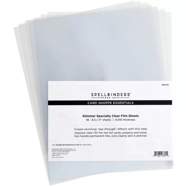 Spellbinders Glimmer Specialty Clear Film Sheets - 8.5"x11" 10/pkg - Honey Bee Stamps