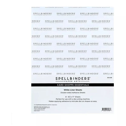 Spellbinders White Double-Sided Adhesive Liner Sheets - 8.5x11” - 4 Pack - Honey Bee Stamps