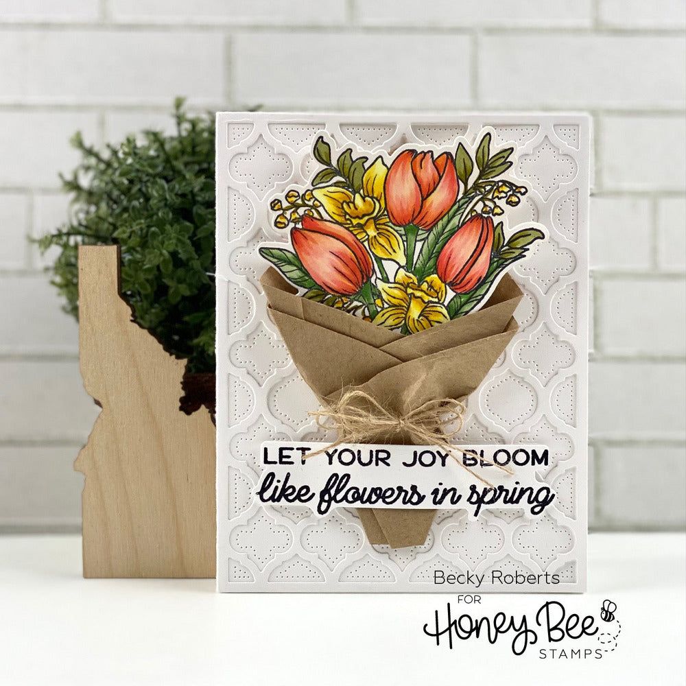 Spring Joy Bouquet - 6x6 Photopolymer Stamp Set - Retiring - Honey Bee Stamps