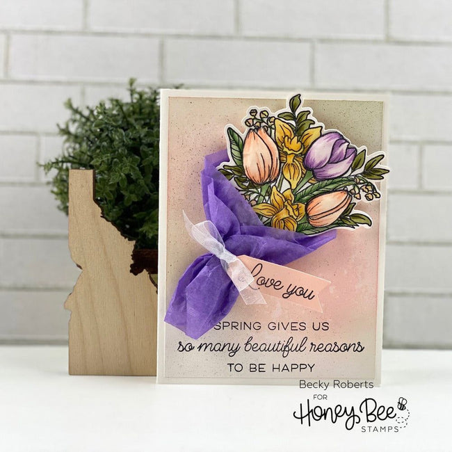 Spring Joy Bouquet - 6x6 Stamp Set - Retiring - Honey Bee Stamps