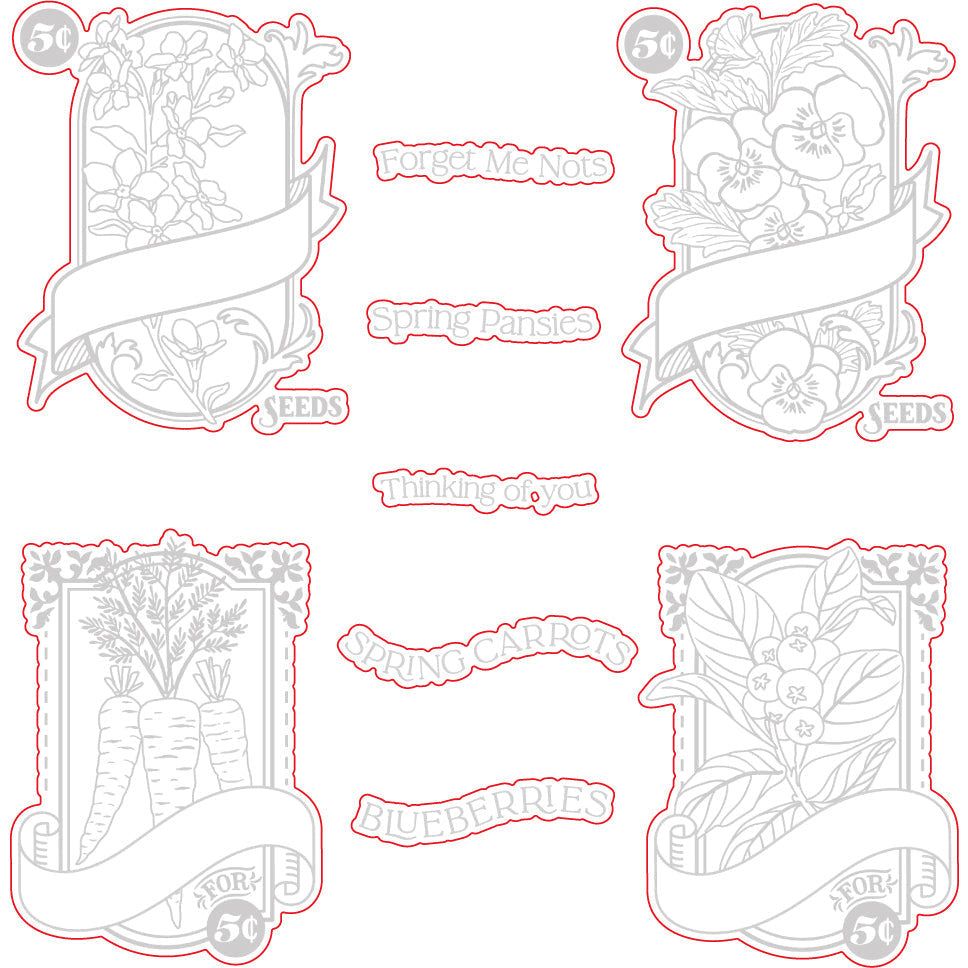 Spring Seeds - Honey Cuts - Coordinating Dies - Honey Bee Stamps