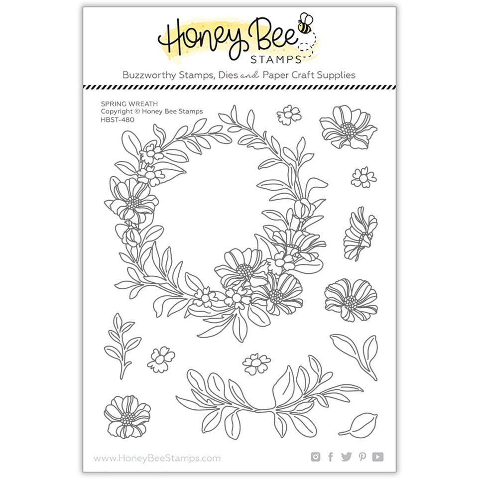 Spring Wreath - 5x6 Photopolymer Stamp Set - Retiring - Honey Bee Stamps
